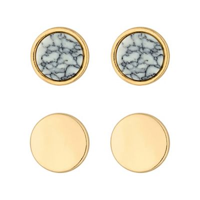 Gold designer circle earring set